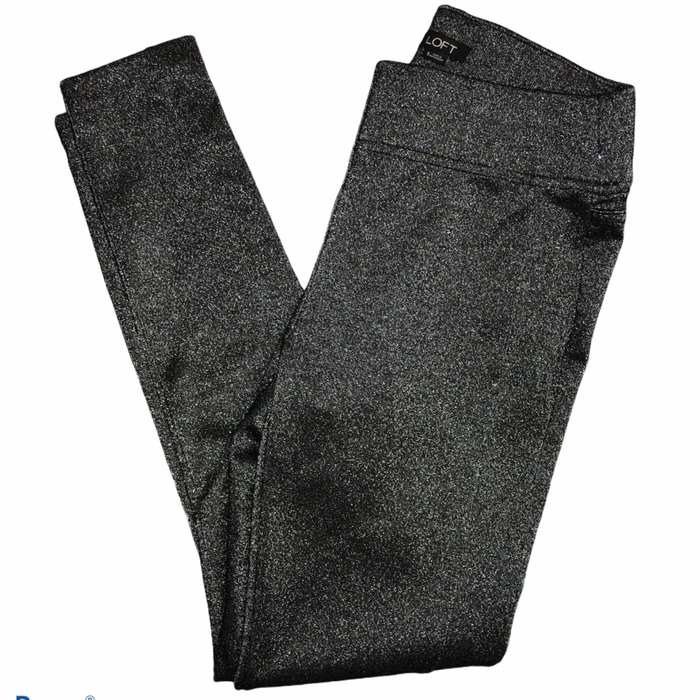 Loft metallic black pull on leggings Size S
